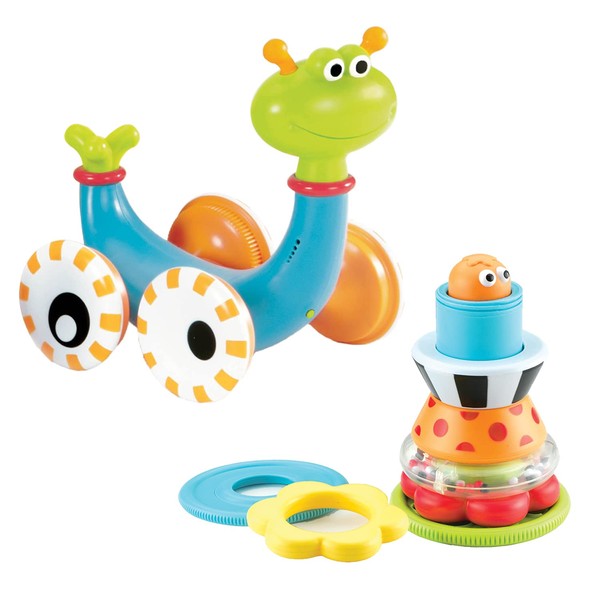 Yookidoo Musical Crawl 'N' Go Snail Toy with Stacker - Promotes Baby's Crawling and Walking. Rolls and Spins Its Shell As It Moves.