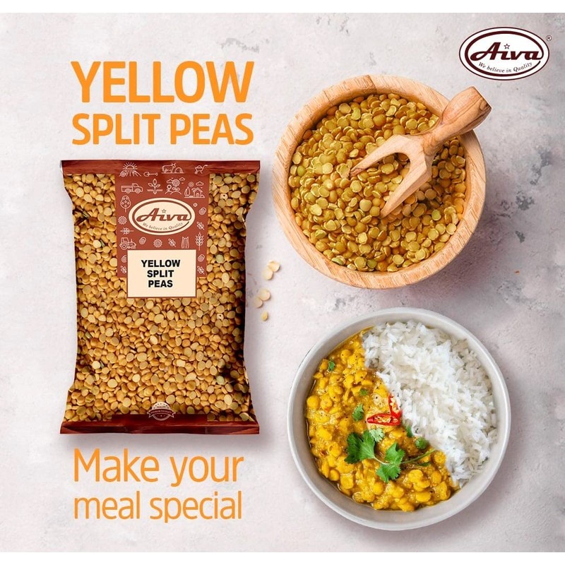 Aiva Yellow Split Peas Dried (Vatana, Matar)| Natural 4 lb