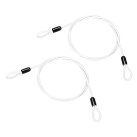 PATIKIL 5/32" Dia Vinyl Coated Stainless Steel Cable with Loops, 2 Pcs 3 ft (39") Flexible Wire Rope Security Chain Lanyard Lock for Outdoor Stage Lighting Luggage Lock, White
