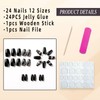 Jremg Black Press on Nails Medium Square Fake Nails with