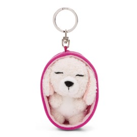 NICI Keyring Sleeping Pets Dog Poodle White