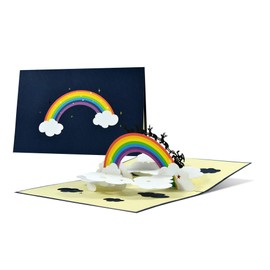 Christmas Card with Rainbow I Hope & Gratitude | Greeting Card Christmas, Advent | Rainbow Card 3D | Pop-Up Card, Handmade, W38