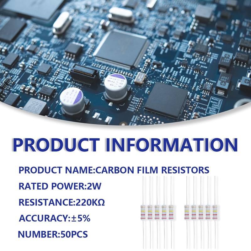 Innfeeltech 50 Pcs 2W 5% Tolerance 220K Ohm Carbon Film