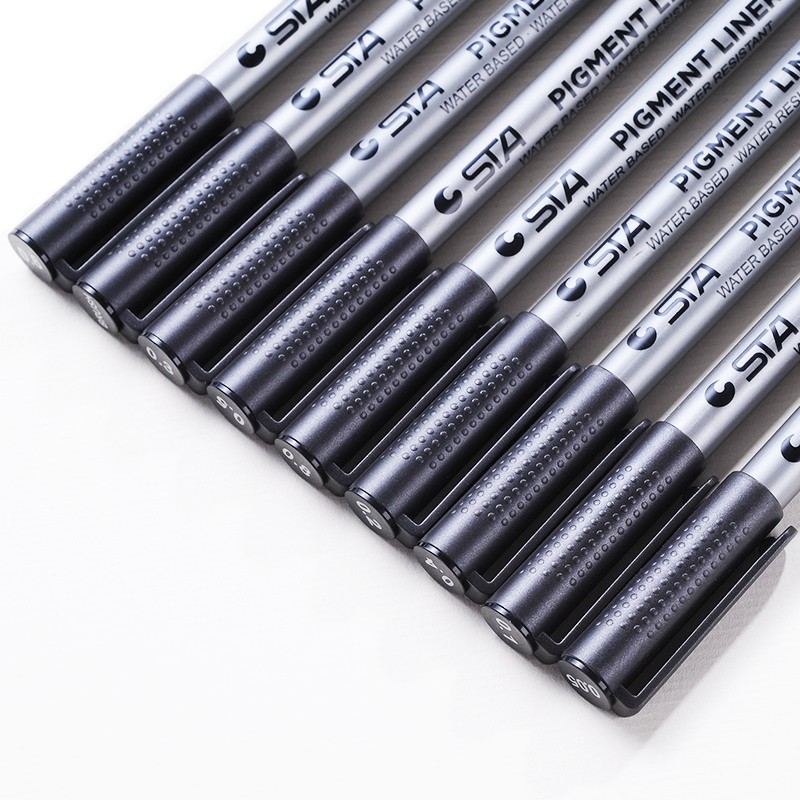 9Pcs Hand Painted Pens Waterproof Micro Line Pens Illustration Drawing