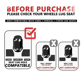 Orle Oko Golf Cart Black Lug Nuts for Yamaha/GEM, Metric 12MMx1.25 Pack of 16 (Black)