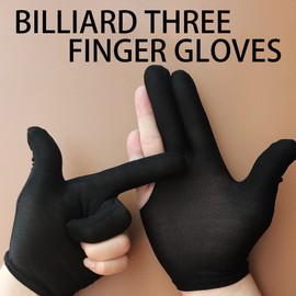KAEGOUSY 4 Pcs Snooker Billiard Gloves Billiard Gloves Three Finger Snooker Gloves Left Hand 3 Fingers Gloves for Women Men Left/Right Hand Billiard Accessories (Black)