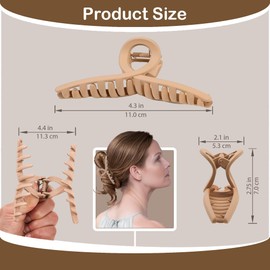 Big Hair Claw Clips Non-Slip Hair for Women and Girls with Long, Thick Hair Jelly & Matte Clips (Oval-C 4pcs 4.3")