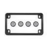 Gloss Black Metal Motorcycle License Plate Frame w/ 4 Clear