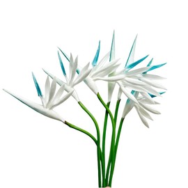 Rikyo Artificial Flowers 6Pcs Bird of Paradise 23" Permanent Flower,Strelitzia Tropical Imitation Plant Flower Bouquets for Office Home Party Decorations,Potted Plants (White in Blue)