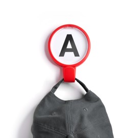 Ozio ABC - Wall-Mounted Clothes Hanger with Letter Hooks, Wall-Mounted Clothes Rack, Designer Clothes Hanger Hook, Colorful Clothes Hanger Hooks, Children's Clothes Hanger - Red