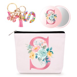 Bingtoo Personalisierte Geschenke Frauen, Kosmetiktasche mit Schlüsselanhänger und Spiegel, Make Up Tasche Kulturbeutel Makeup Bag, Geburtstagsgeschenke für Teenager Mädchen Mama Beste Freundin (S)