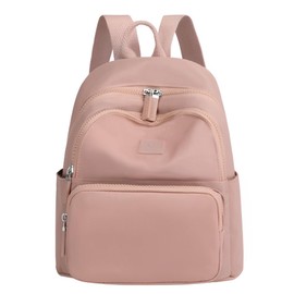 Seizar Women's Small Mini Backpack, Nylon, Girls, Adults, Waterproof, Lightweight, Cute, Simple, Work, School, Present, 7 Pockets, Pink