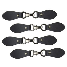 MAGICLULU 4pcs Leather Metal Coat Buttons Leather Buckle Clip Toggle Closure Buckle Leather Snap Toggle for Coat Jacket DIY Craft (Black)