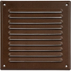 HVAC OV 6 x 6 Inch (Inner) Brown Stainless Steel Square Air Vent Cover, Register Vent Deflector, HVAC Louvered Grille with Mesh Screen, Bathroom Home Office Kitchen 8 x 8 Inch (Outer)