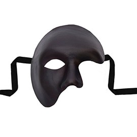 Elbenwald Venetian Mask Soft Leather Phantom Black with Strap 15 x 16 cm
