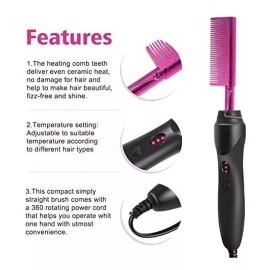 Goiple Alisador Eléctrico De Pelo Rosa Con Peine Caliente Eléctrico