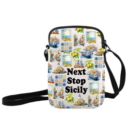 JXGZSO Sicily Trip Gift Next Stop Sicily Makeup Bag Italy Travel Gift Sicily Cosmetic Bag Italy Souvenir Gift Italian Gift, Next Stop Sicily Crossbody