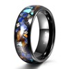 TRUMIUM 8mm Mens Wedding Band Black Tungsten Ring Galaxy Opal