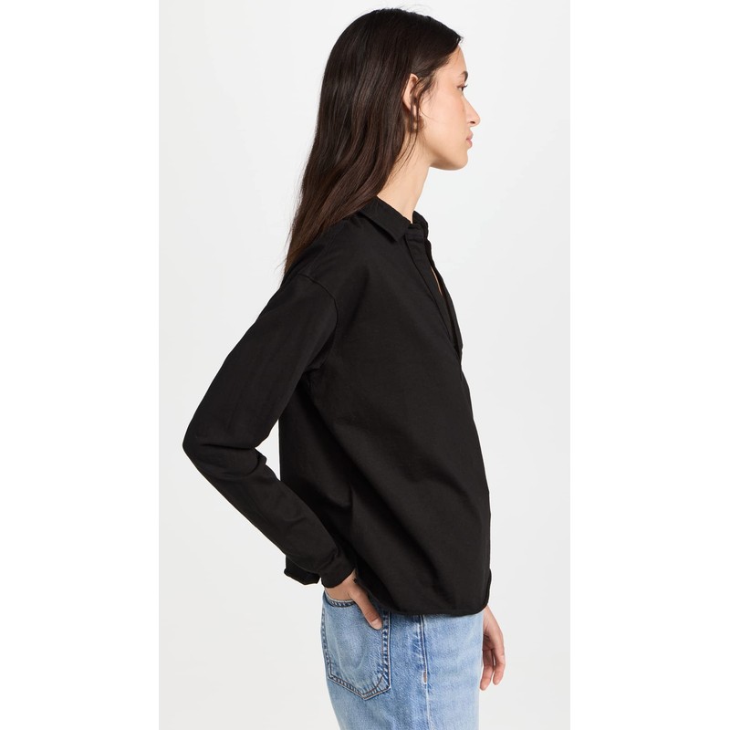 Frank & Eileen Women's Popover Henley Tee, Black, M