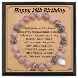 GBTBYS 30th Birthday Gifts for Her, Natural Stone Beads Bracelet 30 Year Old Birthday Idea Gifts for Women Turning 30 Woman