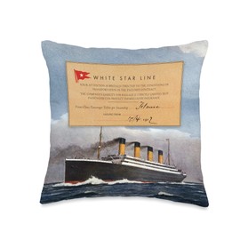 Titanic Ticket and Ship Sailing Throw Pillow