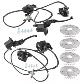 Unbranded Front+ Rear Twin Brake Caliper Hydraulic Cylinder + Disc Rotor for ATV UTV Buggy