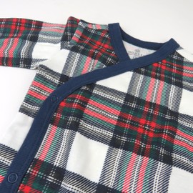 HonestBaby 3-Pack Organic Cotton Long Sleeve Kimono Bodysuits, Red Tartan, 0-3 Months