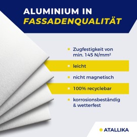 ATALLIKA Aluminium Plate [Blank, 350 x 150 mm] - 2 mm Thick Aluminium Sheet [Weatherproof for Outdoor and Indoor] - Precise Sheet Metal Cut from Germany