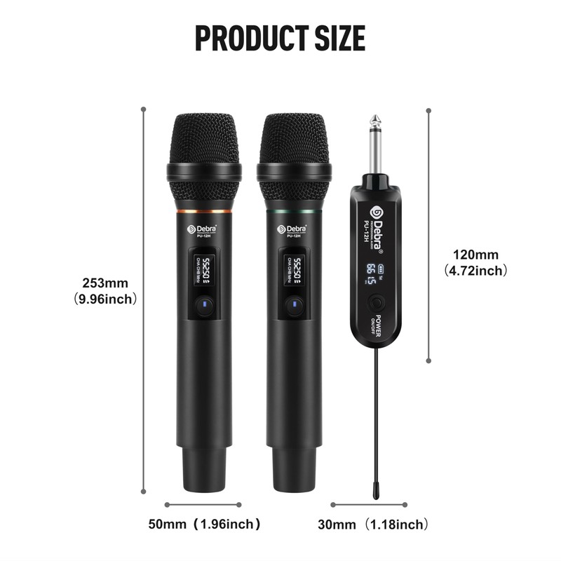 D Debra Wireless Microphone UHF Cordless Handheld Dynamic with Rechargeable