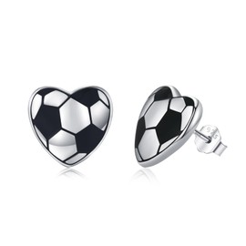 Girls' Sports Stud Earrings 925 Sterling Silver Baseball / Basketball / Football / Rugby / Volleyball Earrings for Women Ball Games Stud Earrings Jewellery Gift for Girls Women Children, Sterling