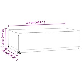 vidaXL Garden Furniture Cover, Tarpaulin, Waterproof, UV-Resistant, Rectangular Protective Cover with 8 Eyelets, Protective Cover for Rattan Furniture, 125 x 70 x 35 cm