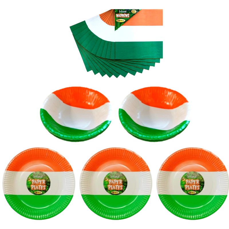 Lizzy 6Pcs St. Patrick's Day Tricolour Paper Plates 9 inch