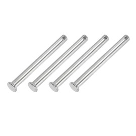 PATIKIL 8 x 80 Mm Single Hole Clevis Pins, 4 Pcs 304 Stainless Steel Flat Head Pin for Hitch Pin Lock Link Hinge Systems, Silver