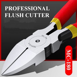 2 Pack Wire Cutters MC-180, Ultra Sharp 6 inch Precision Flush Side Cutters with Longer Cutting Edge, Powerful Heavy Duty Pliers, Ideal for Cables, Wires, Zip Ties, Electrical & Most Cut Needs