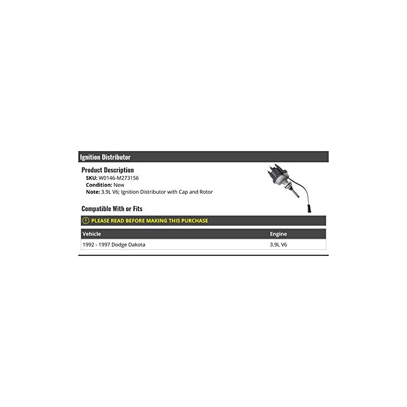 Ignition Distributor with Cap and Rotor - Compatible with 1992-1997