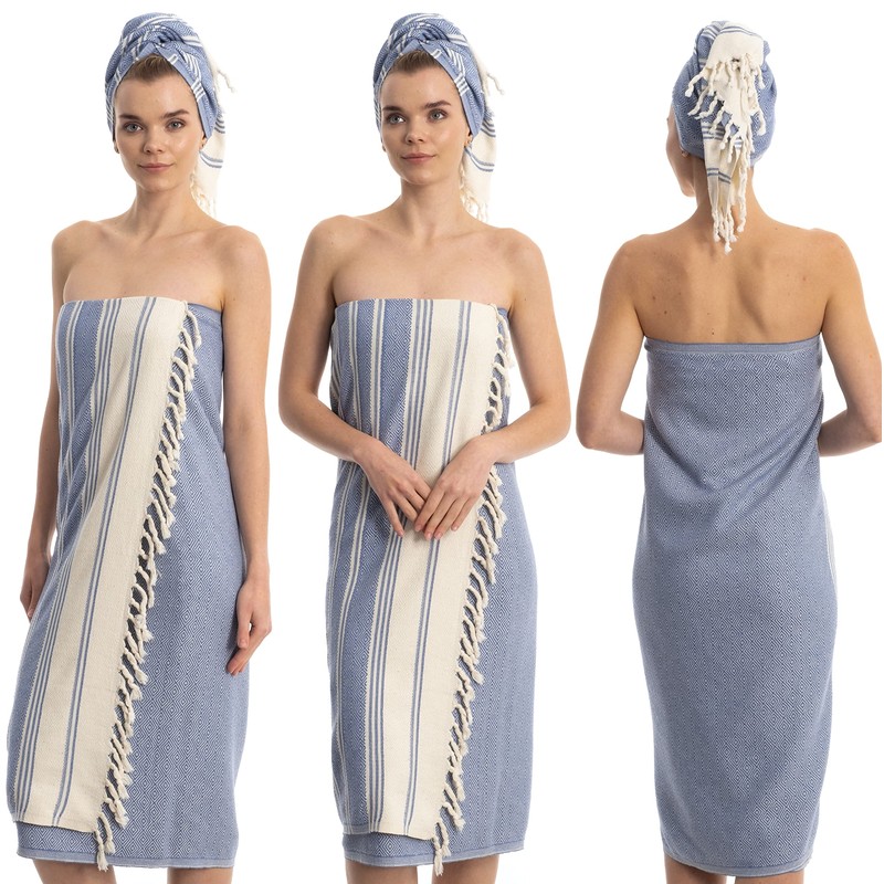 DEMMEX Certified Organic Turkish Cotton Beach Towel, Bath Hammam Peshtemal