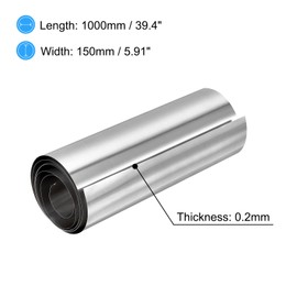 sourcing map 304 Stainless Steel Foil Roll 0.2mm x 150mm x 1m Polished Metal Strip Plate for Crafts Electronic Equipment Silver