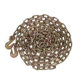 Mytee Products (2 Pack) 1/4" x 20' Transport Binder Chain Grade 70 with Grab Hook - 3150 LBS WLL Transport Binder Tow Chain with Hooks - Towing Equipment - Gold Chromate