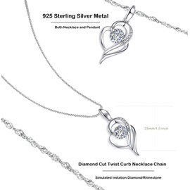 Sunnyshopday 925 Sterling Silver,Heart to Heart together Love Pendant.18 inches,Italian Box Chain Necklace Women Girls Jewelery Box