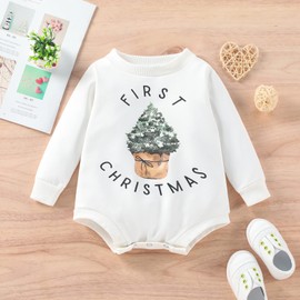 pengnight Christmas Baby Girl Boy Sweatshirt Romper Long Sleeve Crewneck Pullover Sweater Top Fall Winter Clothes