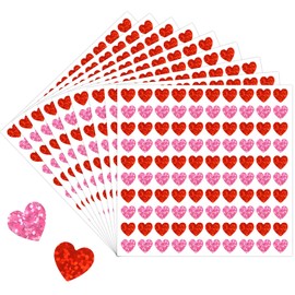 FUSUIMU 3000Pcs Valentine's Day Stickers Red Pink Mini Heart Laser Stickers Decorative Love Paper Decals for Envelope Card Mother's Day Wedding Teacher Reward