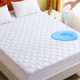 GOONIK King Mattress Protector, Cooling Waterproof King Size Mattress Pad Cover, 3D Air Soft King Size Mattress Cover for 6-18 Inches Mattress, White