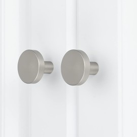 LONTAN Pack of 10 Cabinet Knobs, Stainless Steel Furniture Knobs, Matt Silver Handles, Round Furniture Knobs, Polished Nickel, Hemnes Knobs, Cabinet Knobs, Furniture Knobs, Brushed One Hole Drawer