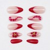 Jremg Pink Flower Press on Nails Medium Almond Fake Nails