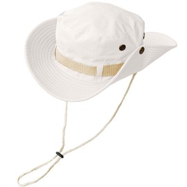 Mtgluk Fishing Hat, Wide Brim Breathable Sun Boonie Hat Safari Hiking Hats Beach Bucket Cap for Men Women (White)