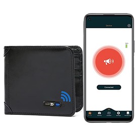 Wallets - Carteras de piel de vacuno con Bluetooth para hombre, color negro
