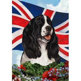 Best of Breed English Springer Spaniel Black and White Union Jack I Garden Flag