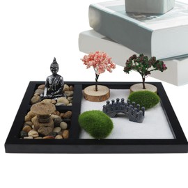 Desktop Zen Garden - Meditation Sand Tray Kit Miniature Crafts - Tabletop Zen Decoration for Workplace, Business, Study Room, Home, Living Room