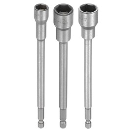 HARFINGTON 3pcs Nut Driver Drill Bit 10-14mm Metric Impact Socket 1/4" Hex Shank 6" (150mm) Extra Long Magnetic 6-Point Sockets Quick-Change CR-V Steel Bolt Setter for Power Drill Drivers