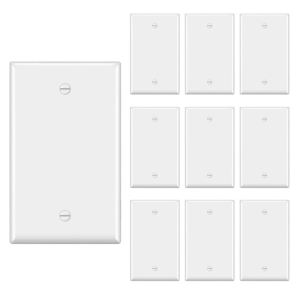 [10 Pack] BESTTEN 1-Gang No Device Blank Wall Plate, Standard